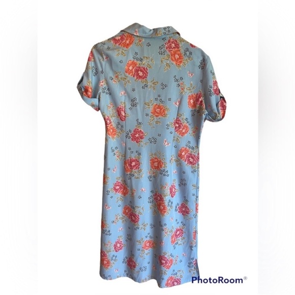 VTG Y2K 90’s LIZ CLAIBORNE FLORAL Crazy Horse SZ 10 Petite Shirt Dress Modest - Picture 6 of 13